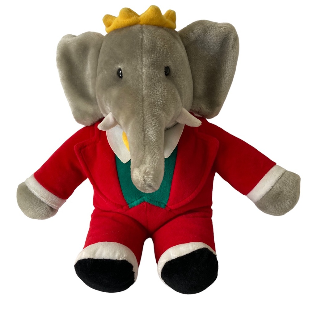 Gund Babar theโ Elephant 14" Stuffed Plush 1988 Macy's Holiday Red Suit VGUC VTG